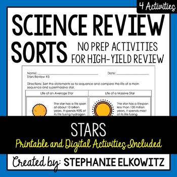 Preview of Stars Review Sort | Printable, Digital & Easel