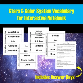 Preview of Stars & Solar System Interactive Notebook Vocabulary & Matching Quiz