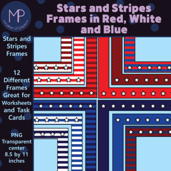 Preview of Stars & Stripes Patriotic Frames for Worksheets, Activities & Task Cards
