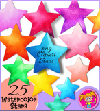 Stars - Watercolor - 25 Clipart, painted stars. {Lilly Sil
