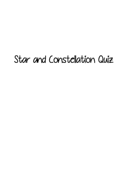 Preview of Stars and Constellations Study Guide and Quiz