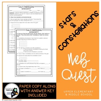 Preview of Stars and Constellations Webquest