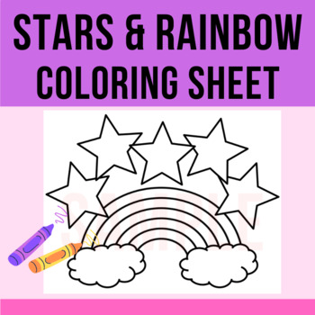 Preview of Stars and Rainbow Coloring Sheet | Spring | Colors | Coloring Page