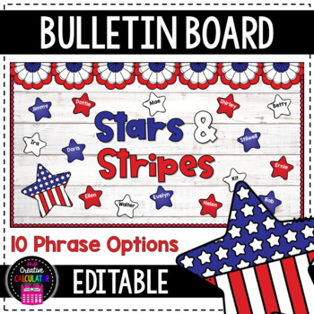 Preview of Stars and Stripes Patriotic Bulletin Board Craft - [EDITABLE]