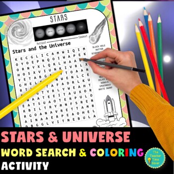 Preview of Space: Stars Galaxy Space Vocabulary Word Search Coloring Activity