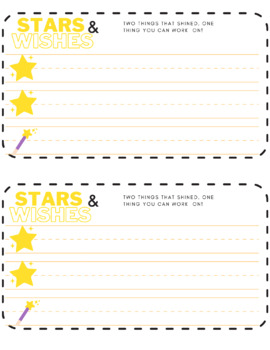 Preview of Stars and Wishes Feedback Sheet