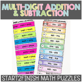 Add and Subtract Multi-digit Numbers Start2Finish Puzzles