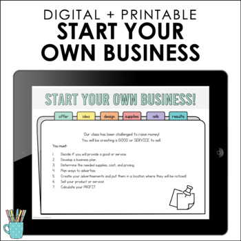 Preview of Start Your Own Business Mini-Project (Digital + Printable)