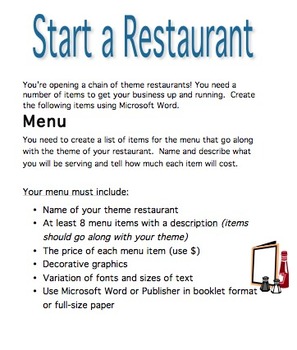 Preview of Start a Restaurant Project-Microsoft Word
