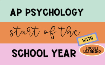 Preview of Start of Course (First Week) | AP Psychology