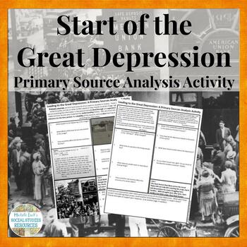 Preview of Start of Great Depression Causes Primary Source Analysis Handout US History