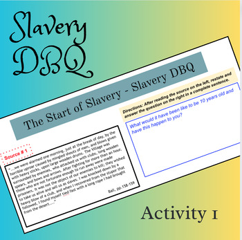 Preview of Start of Slavery: Slavery DBQ 1