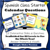 Start of Spanish Class Calendar Routine Slides & Prompts -