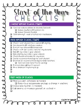 special education teacher beginning of the year checklist