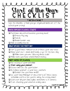 Start of the Year Checklist - Special Education by The SpEd Tech Teacher