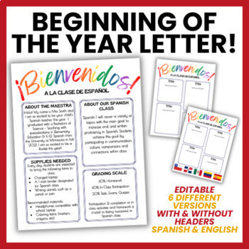 Preview of Start of the Year Introduction to Spanish Class Parent/Guardian Letter Template