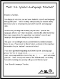 Start of the Year Parent Letter Home-Speech Therapy
