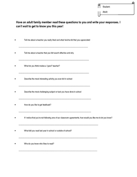 Preview of Start of the year questionnaire