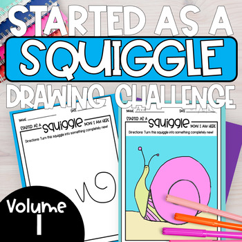 Preview of Started As A Squiggle Drawing Challenge | ART VOLUME 1 | Doodle creative drawing