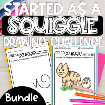 Preview of Started As A Squiggle Drawing Challenge | Creative Doodle BUNDLE