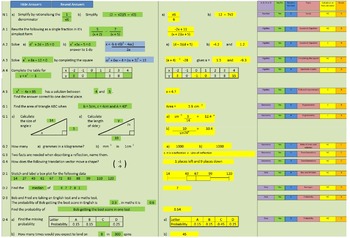 Preview of Math Lesson Starter Spreadsheet - generates a new set of questions on demand.