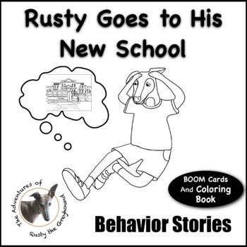 Preview of Starting At A New School Coloring Book - Social Skills Behavior Story - SEL