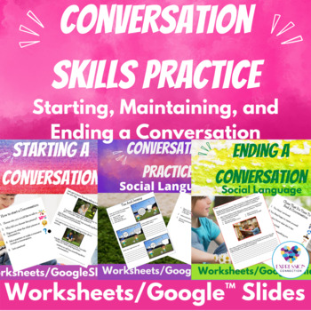 Preview of Starting, Maintaining, And Ending A Conversation Social Language Practice-Bundle