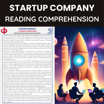 Preview of Startup Company Reading Comprehension | Start-up Entrepreneurship and Business