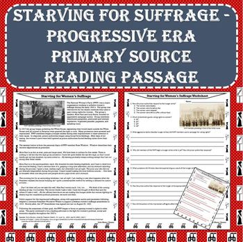 Preview of Women Starving for Suffrage - Progressive Movement (PDF and Digital)