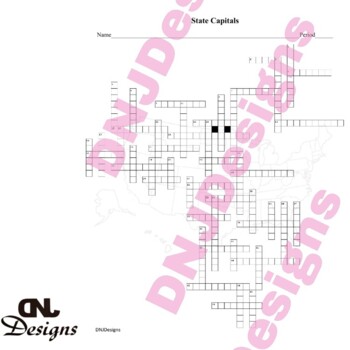 State Capitals Crossword Puzzle by DNJDesigns and Mathman1962 TpT