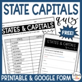 State Capitals Quiz | 50 States & Capitals Printable and G