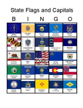 Preview of State Flags and Capitals Bingo