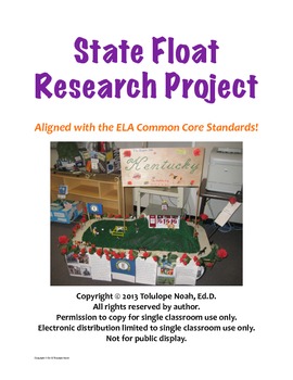 Preview of State Float Research Project {Aligned with Common Core}