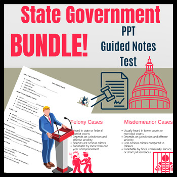 Preview of State Government Full Unit BUNDLE! PowerPoint Guided Notes Test Digital Resource