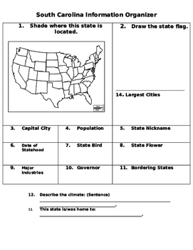 Preview of State Map Graphic Organizer