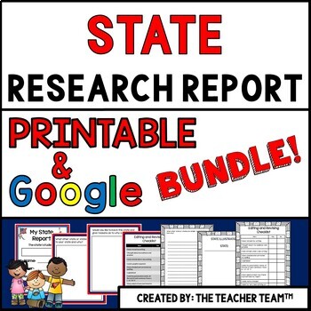 Preview of State Report Printable and Google Slides Bundle