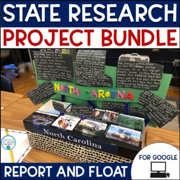 Preview of State Report and Float | Research Project Bundle | For Google Slides™