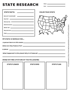 State Research - Bilingual Worksheet by Cruz Educators | TPT