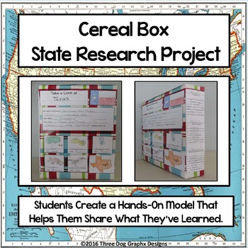 Preview of State Research Project - Hands On Cereal Box Presentation Activity