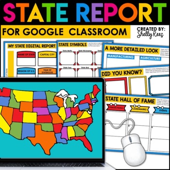 Preview of State Research Project | State Report for Google Classroom | 50 States Project
