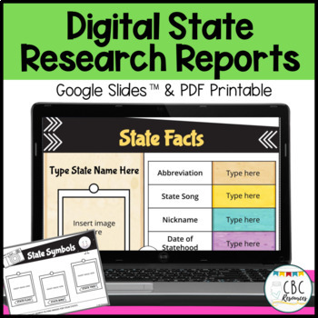Preview of State Research Report Project Google Slides and PDF Printable 