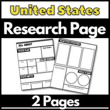 Preview of State Research Sheet 2 Pages