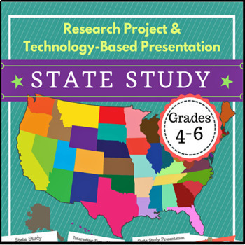 Preview of State Study Research Project & Presentation, 4th-6th Grades