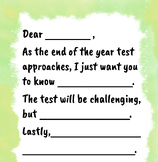 State Test Parent Encouragement Letter- Editable
