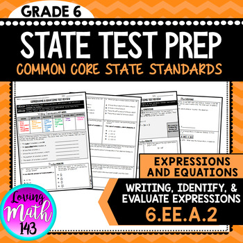 Preview of Writing and Evaluating Expressions 6th Grade Math State Test Prep