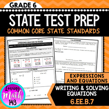 Preview of Writing and Solving Equations 6th Grade Math State Test Prep