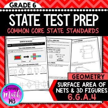 Preview of Surface Area and Nets: 6th Grade Math State Test Prep