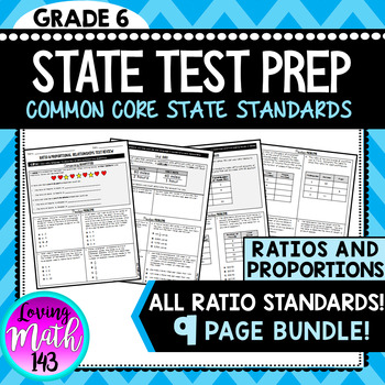 Preview of Ratios and Proportions: 6th Grade Math State Test Prep BUNDLE!