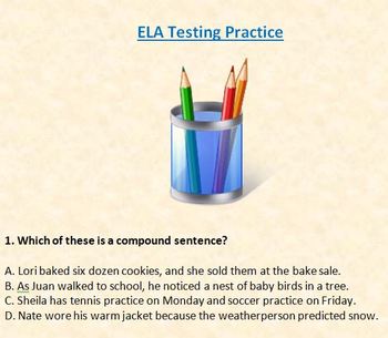Preview of State Testing ELA Review with Pre Test and Practice 6th, 7th, 8th grade