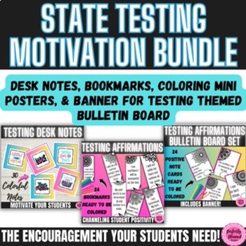 Preview of State Testing Encouragement BUNDLE | Desk Notes + Bookmarks + Bulletin Board Set